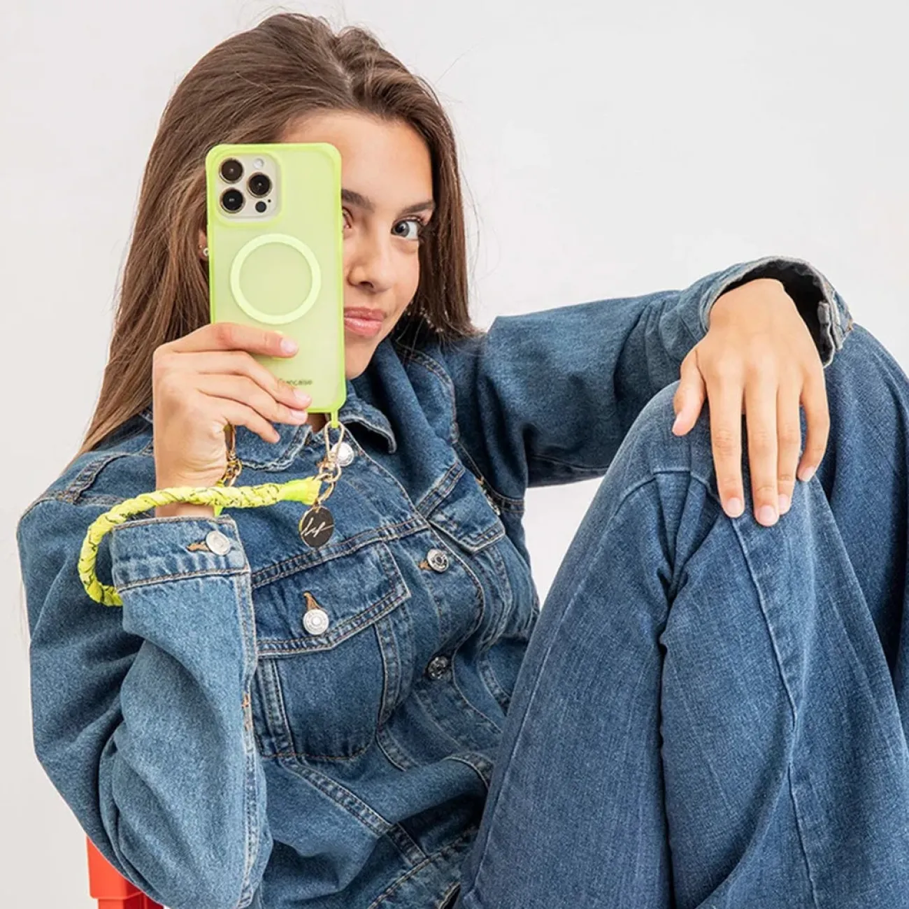 LA COQUE FRANÇAISE Chaînes De Téléphone^Collier / Cordon de téléphone Bandana - Della - Jaune Fluo