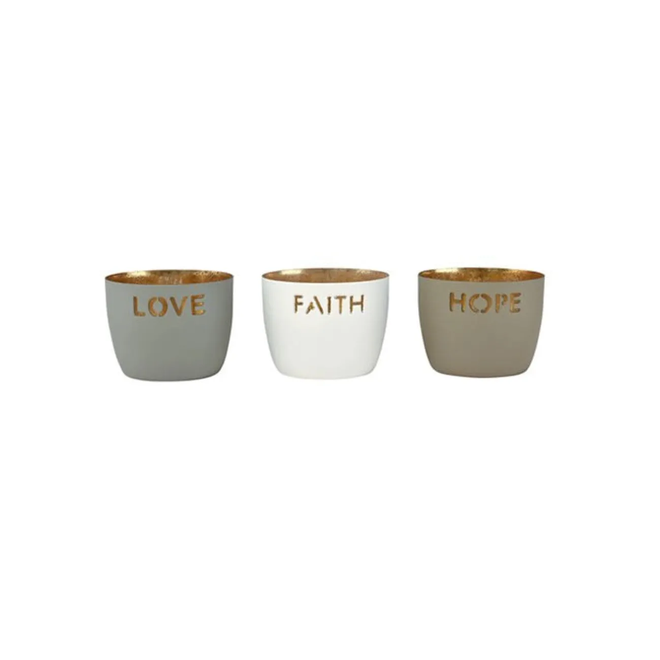 GIFT COMPANY Petits Objets Décoratifs^Set 3 photophores - Love faith hope
