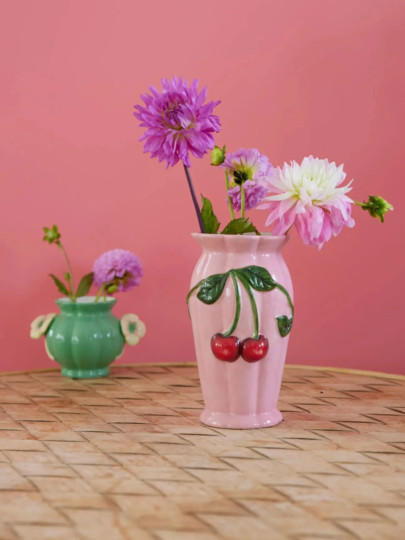 RICE Vases, Caches Pot^Vase cerises rose